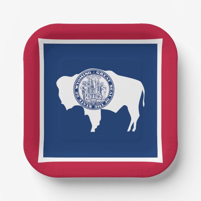 Assiettes En Carton Drapeau de l'État du Wyoming (Recto)