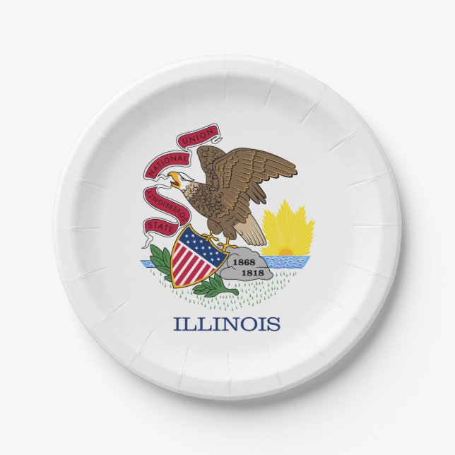Assiettes En Carton Drapeau de l'Illinois (Devant)