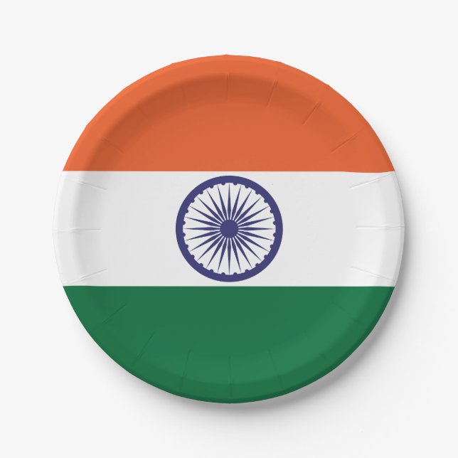Assiettes En Carton Drapeau de l'Inde (Devant)