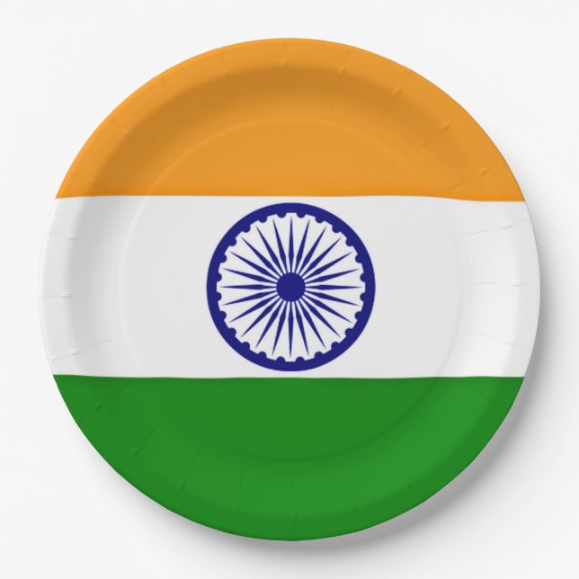 Assiettes En Carton Drapeau de l'Inde (Devant)