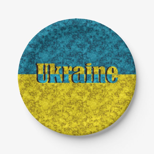 Assiettes En Carton Drapeau de l'Ukraine (Devant)