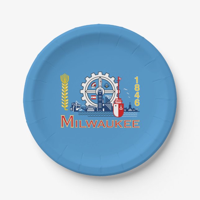 Assiettes En Carton Drapeau de Milwaukee, Wisconsin (Devant)