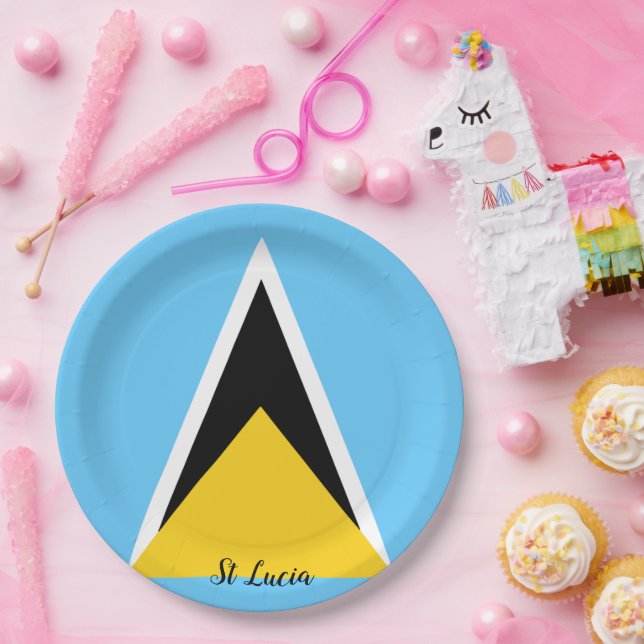 Assiettes En Carton Drapeau de Sainte-Lucie  (Fête)