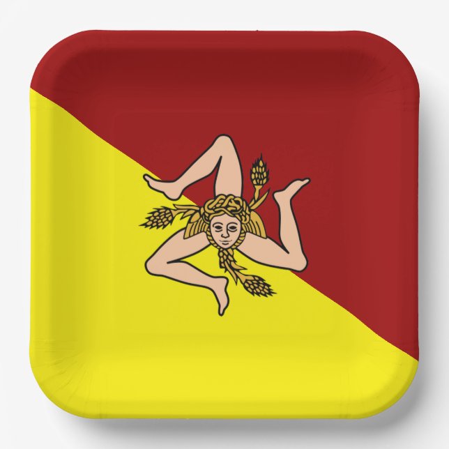 Assiettes En Carton Drapeau de Sicile (Italie) (Recto)