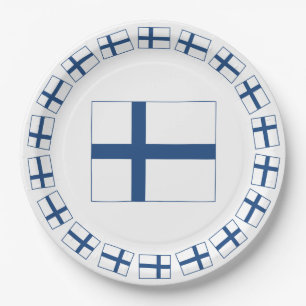 ASSIETTES EN CARTON DRAPEAU DE SUOMI FINLANDE