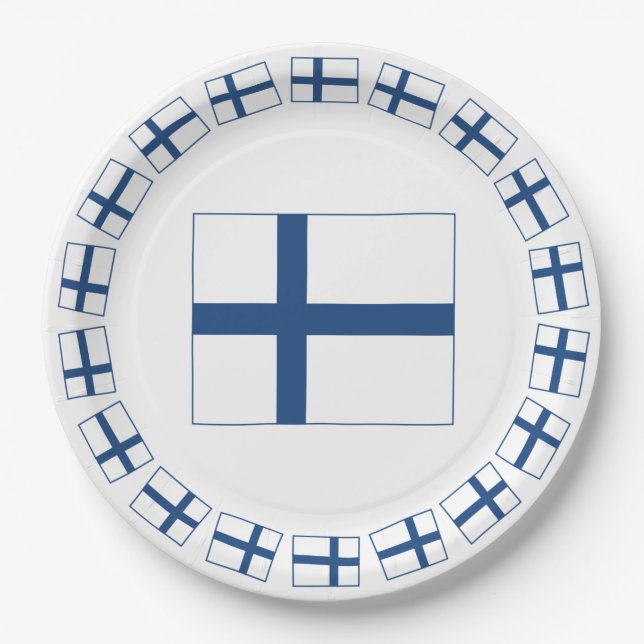 ASSIETTES EN CARTON DRAPEAU DE SUOMI FINLANDE (Devant)