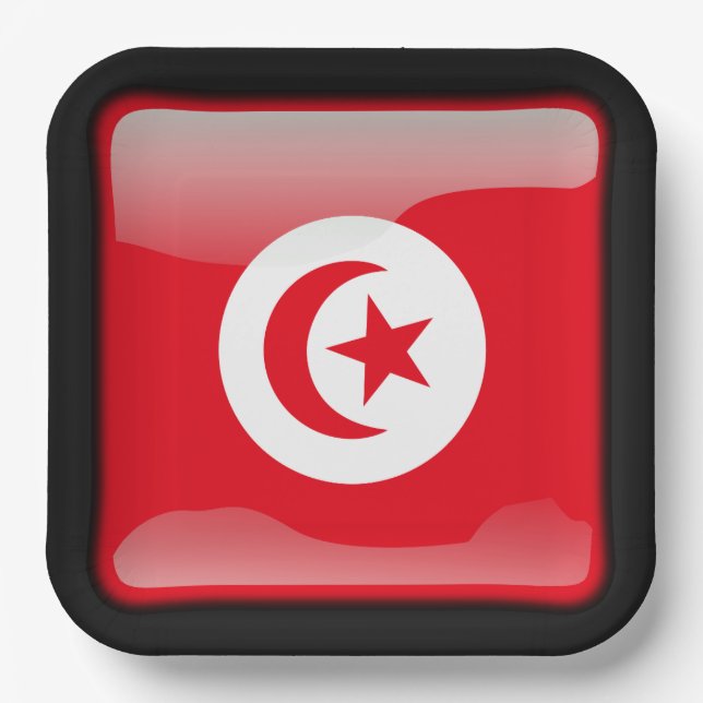 Assiettes En Carton Drapeau de Tunisie (Recto)