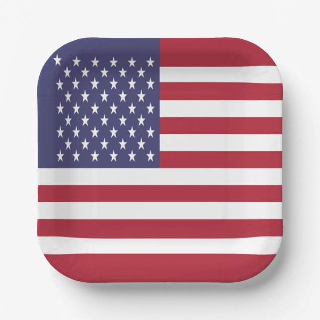 Assiettes En Carton Drapeau des États-Unis (Recto)