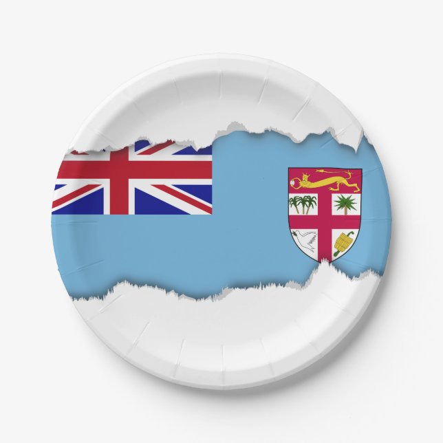 Assiettes En Carton Drapeau des îles Fidji (Devant)