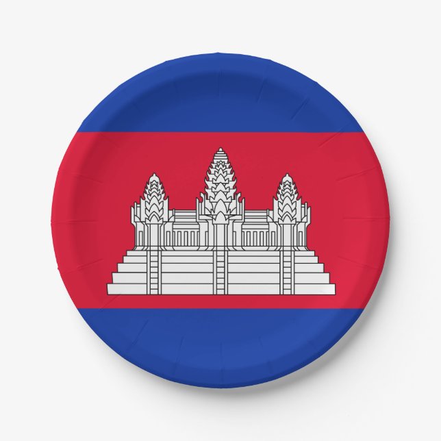 Assiettes En Carton Drapeau du Cambodge (Devant)