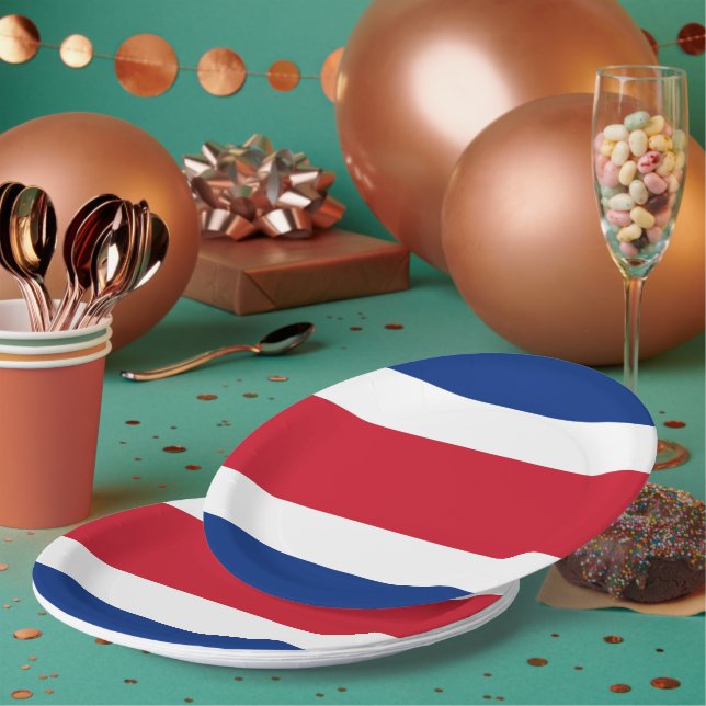 Assiettes En Carton Drapeau du Costa Rica (Multi)
