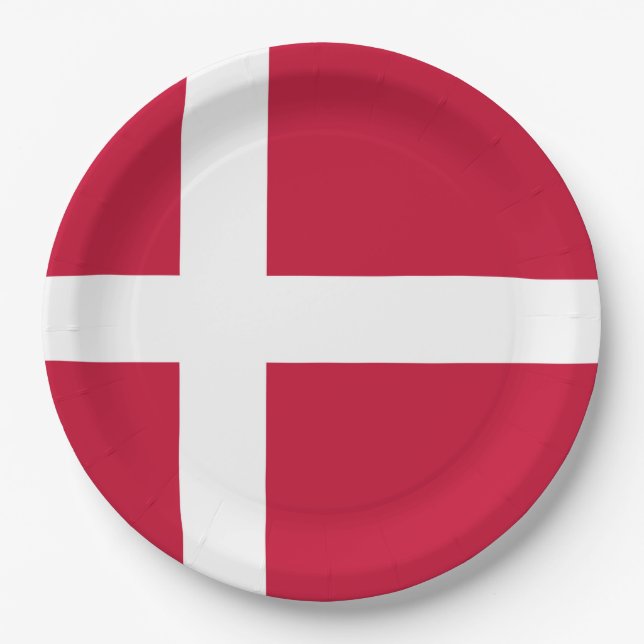 Assiettes En Carton Drapeau du Danemark (Devant)