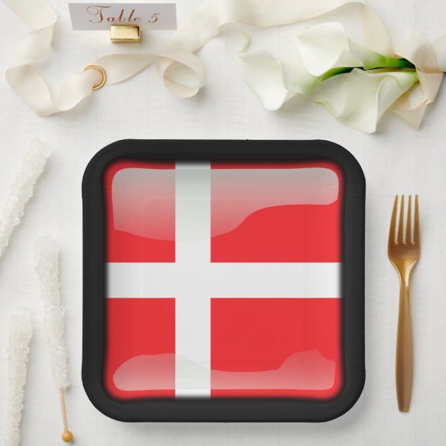 Assiettes En Carton Drapeau du Danemark (Mariage)