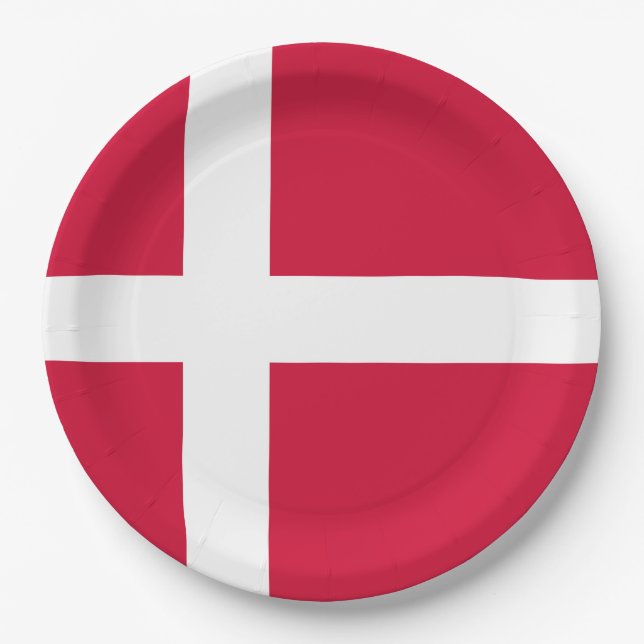 Assiettes En Carton Drapeau du Danemark ou drap danois (Devant)