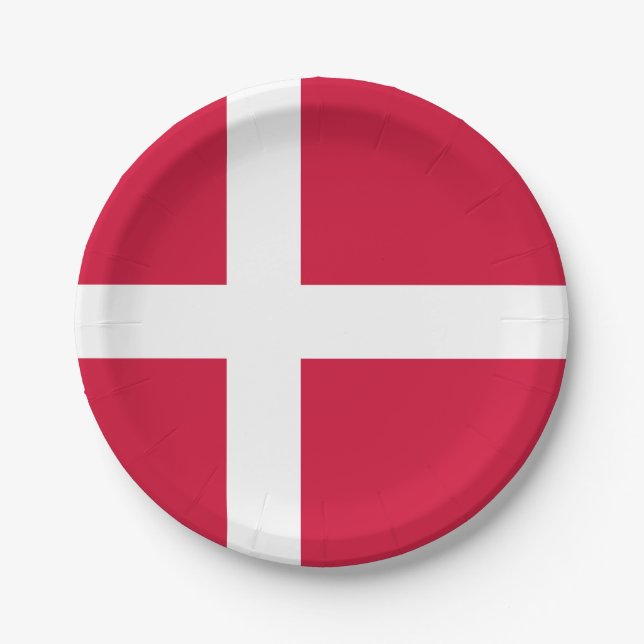 Assiettes En Carton Drapeau du Danemark Plaques de papier (Devant)