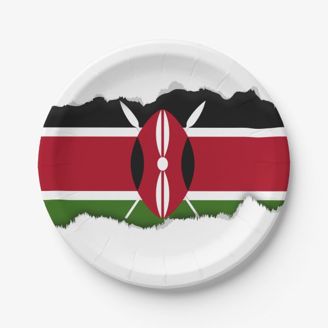 Assiettes En Carton Drapeau du Kenya (Devant)