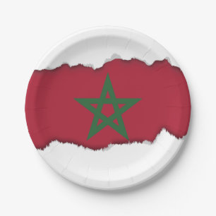 Assiettes En Carton Drapeau du Maroc