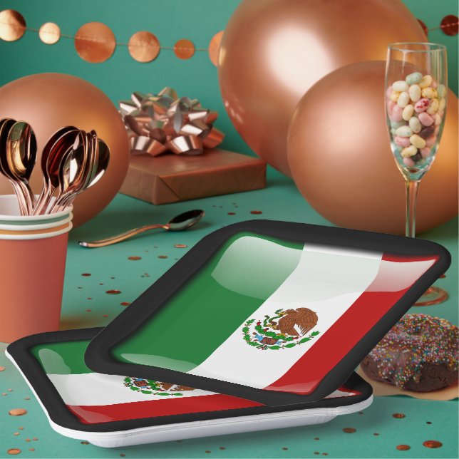 Assiettes En Carton Drapeau du Mexique (Multi)