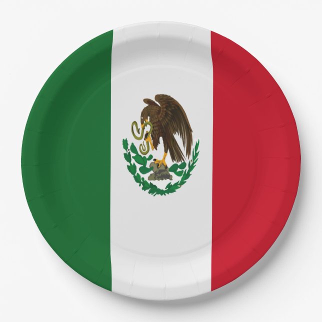 Assiettes En Carton Drapeau du Mexique patriotique (Devant)