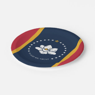 Assiettes En Carton Drapeau du Mississippi - Nouveau Drapeau de Magnol