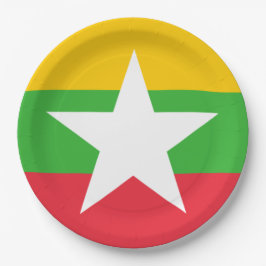 Assiettes En Carton Drapeau du Myanmar (Birmanie)