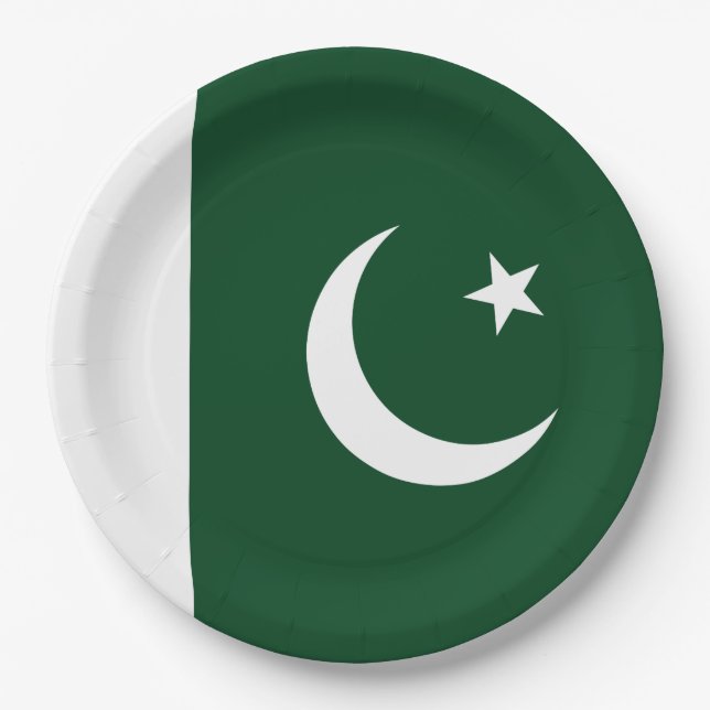 Assiettes En Carton Drapeau du Pakistan (Devant)