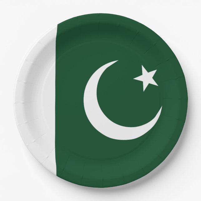 Assiettes En Carton Drapeau du Pakistan (Devant)