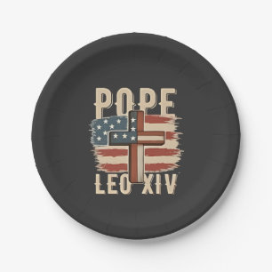 Assiettes En Carton Drapeau du Pape Léon XIV Église chrétienne Da Pope