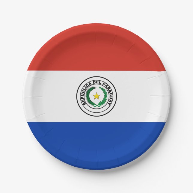 Assiettes En Carton Drapeau du Paraguay (Paraguay) (Devant)