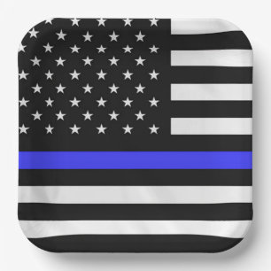 Assiettes En Carton Drapeau du policier