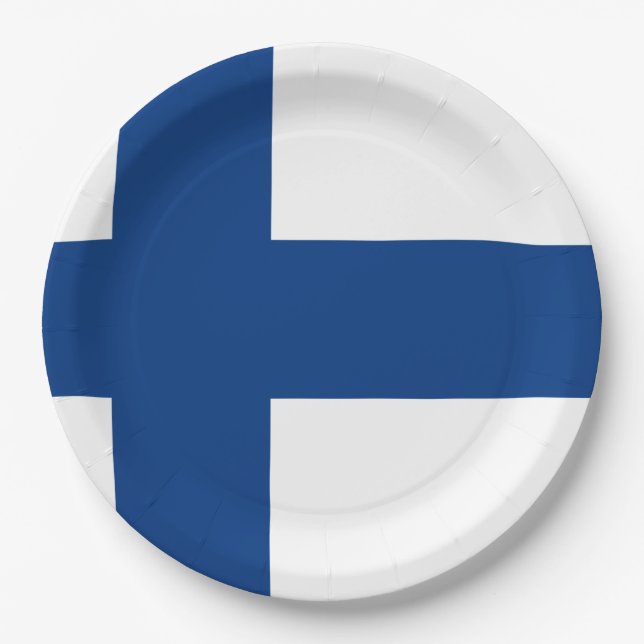 Assiettes En Carton Drapeau Finlande (Devant)