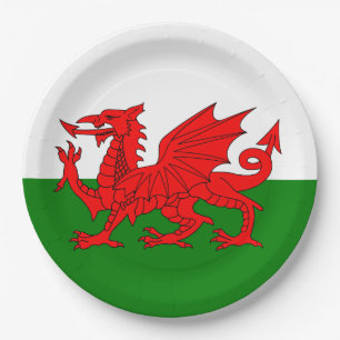 Assiettes En Carton Drapeau gallois dragon rouge gallois