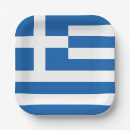 Assiettes En Carton Drapeau grec Grèce Bleu Livre blanc Napkin