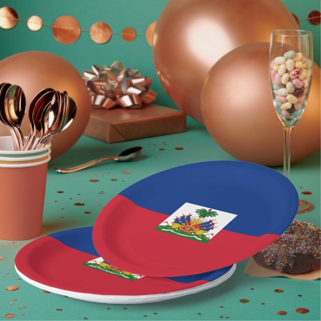 Assiettes En Carton Drapeau Haïti (Multi)