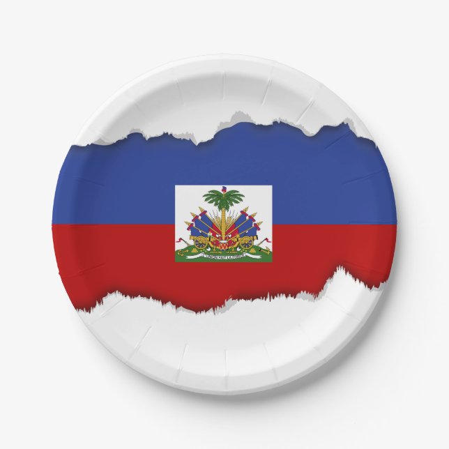 Assiettes En Carton Drapeau haïtien classique (Devant)