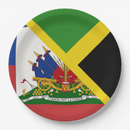 Assiettes En Carton Drapeau haïtien jamaïcain | Half Jamaïque Haïti