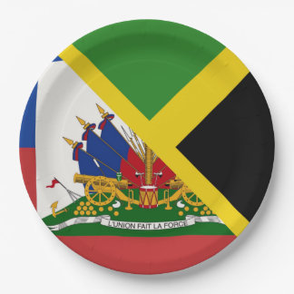 Assiettes En Carton Drapeau haïtien jamaïcain | Half Jamaïque Haïti
