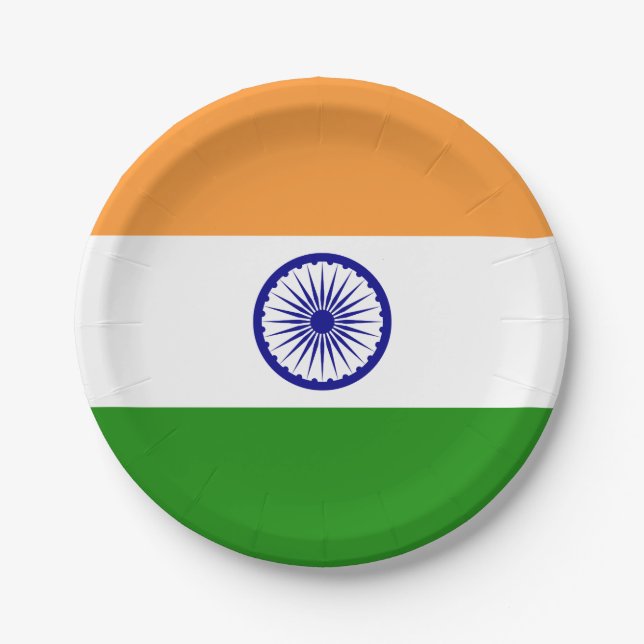 Assiettes En Carton Drapeau indien (Devant)