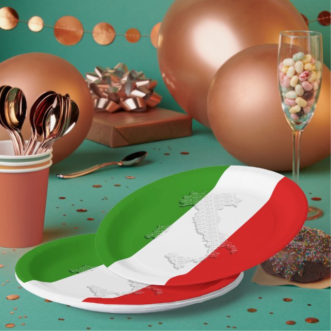 Assiettes En Carton Drapeau italien (Multi)