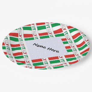 Assiettes En Carton Drapeau italien avec votre nom