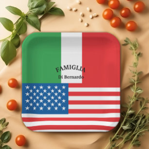 Assiettes En Carton Drapeau italien Drapeau américain Patriotique