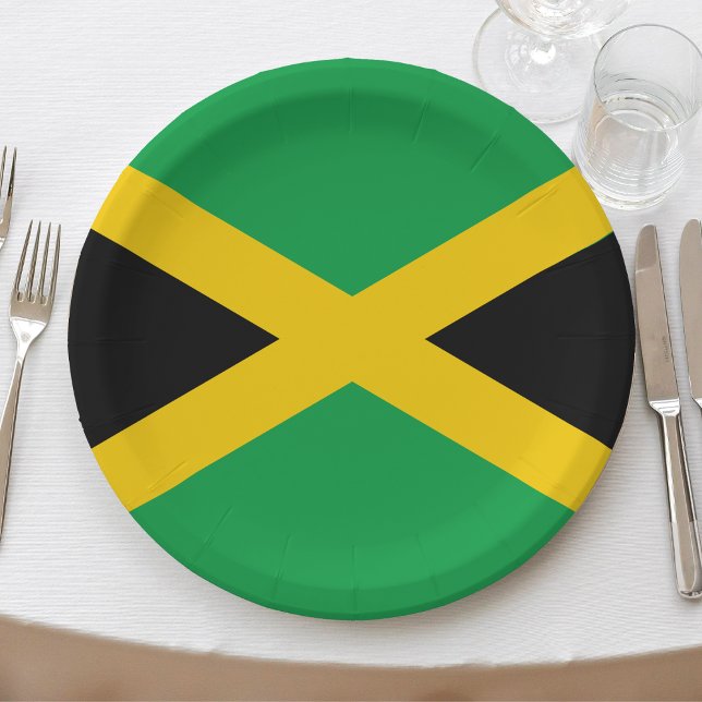 Assiettes En Carton Drapeau jamaïcain des Caraïbes (jamaica jamaican flag paper plates)