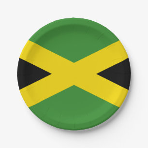 Assiettes En Carton Drapeau Jamaïcain Vert Noir Jaune Fierté Caraïbe