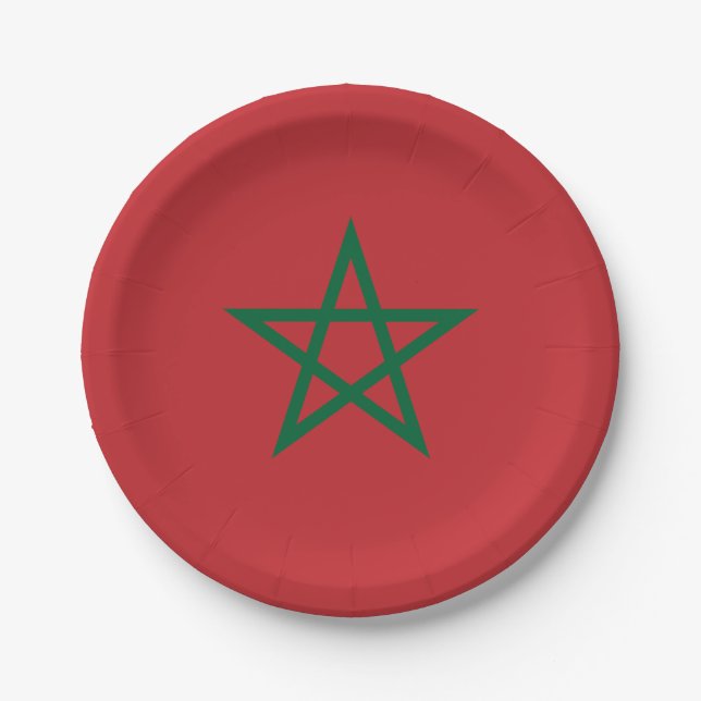 Assiettes En Carton Drapeau Maroc (Devant)