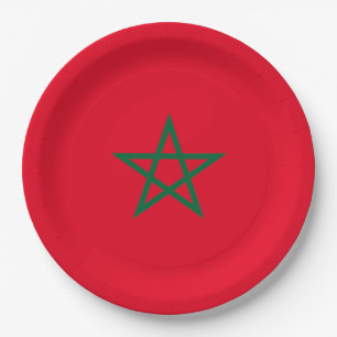 Assiettes En Carton drapeau marocain 