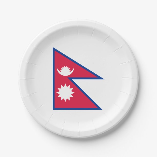 Assiettes En Carton Drapeau népalais (Devant)