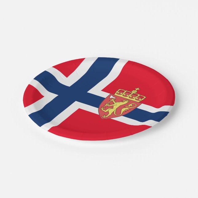 Assiettes En Carton Drapeau norvégien (Angle)