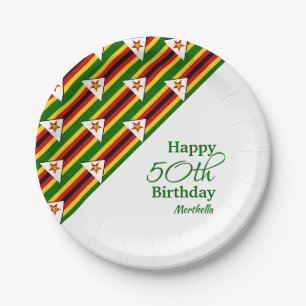 Assiettes En Carton Drapeau personnalisé 50E ANNIVERSAIRE Zimbabwe