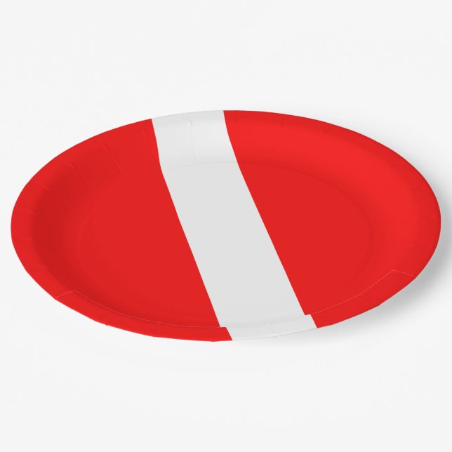 Assiettes En Carton Drapeau Plongée Plongée Plongée Plongée Diver Down (Angle)