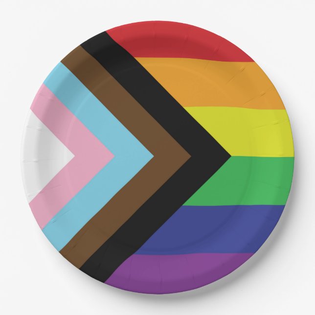 Assiettes En Carton Drapeau progressiste LGBTQIA (Devant)